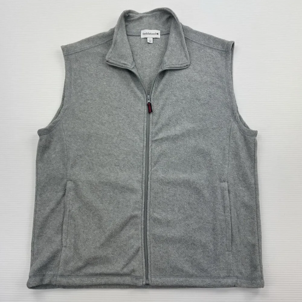 Saddlebred Men’s Gray Fleece Zip Vest L Classic Normcore Preppy Casual